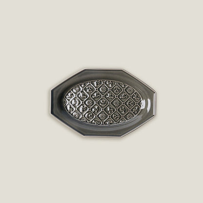 Gray Octagonal Ceramic Embossed Plates