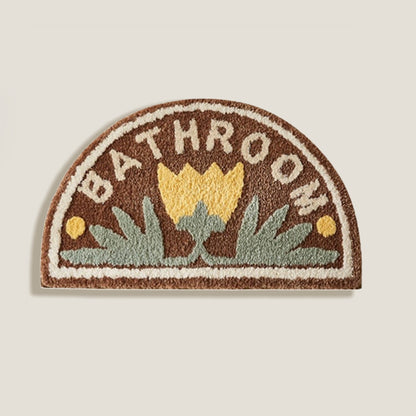 Bathroom Floral Brown Bath Mat