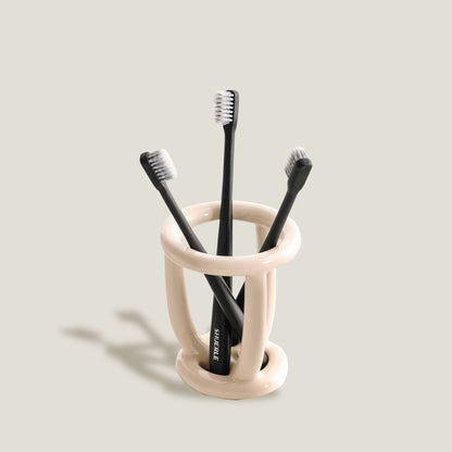 Beige Ceramic Toothbrush Holder