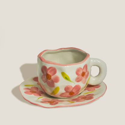 Beige Flower Mug Set