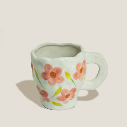 Beige Flower Mug