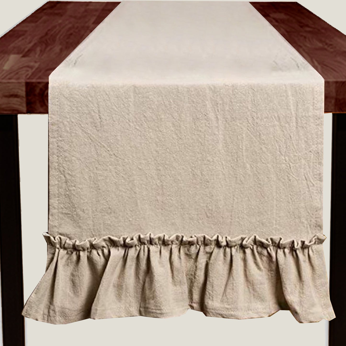 Beige Ruffles Table Runner