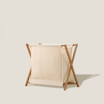 Beige Bamboo Laundry Basket