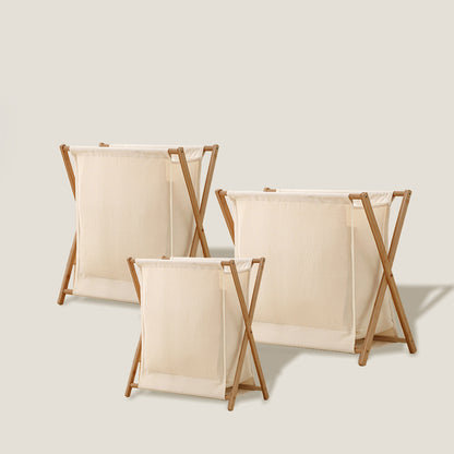 Beige Bamboo Laundry Basket