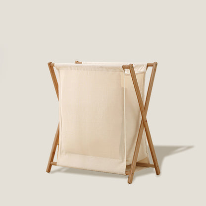 Beige Bamboo Laundry Basket