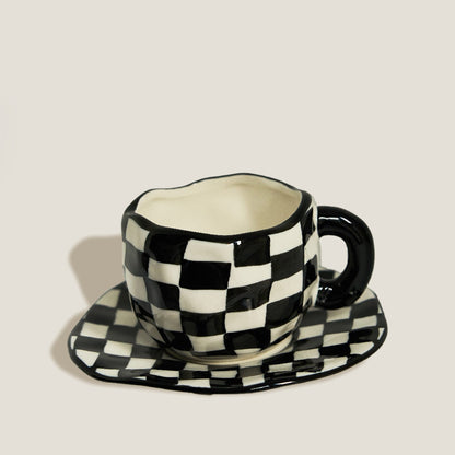 Black Plaid Mug Set