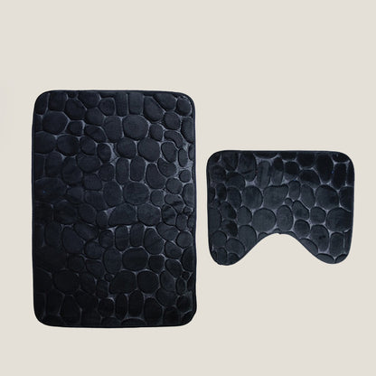 Black Stone Bathroom Bath Mat Set