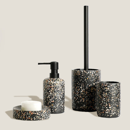 Black Terrazzo Bathroom Accessory Set