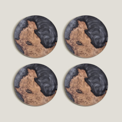 Ocean Black Wood Coaster-sæt