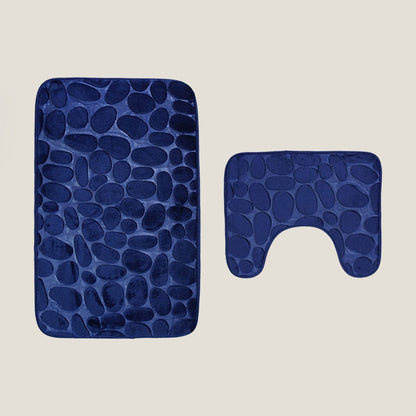 Blue Stone Bathroom Bath Mat Set