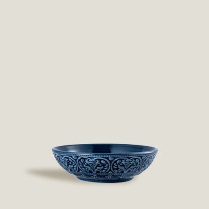 Blue Embossed Dinner Bowls