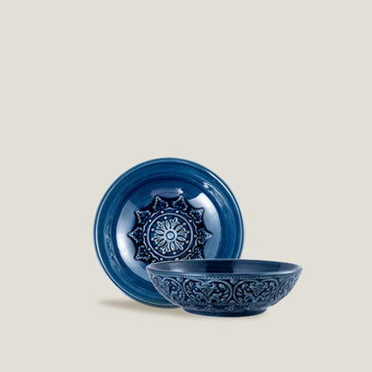 Blue Embossed Dinner Bowls