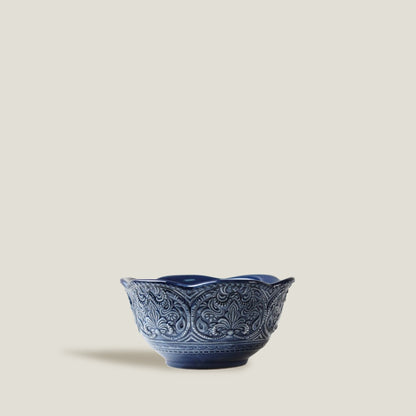 Blue Embossed Dinner Bowls