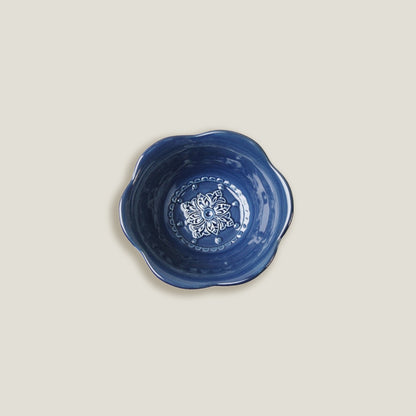 Blue Embossed Dinner Bowls