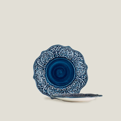 Blue Embossed Dinner Plates