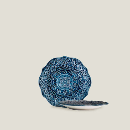 Blue Embossed Dinner Plates