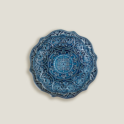 Platos Planos En Relieve Azul