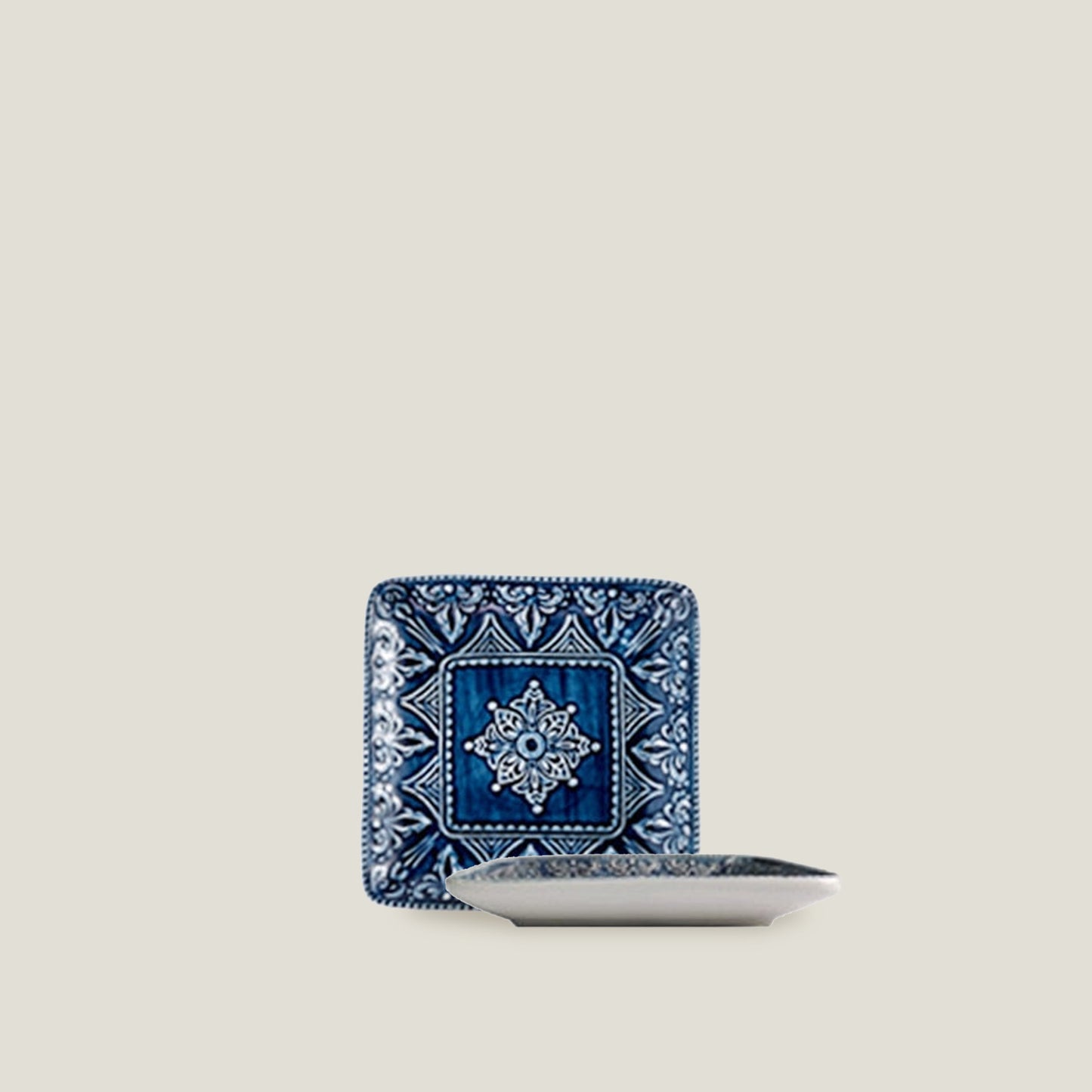 Blue Embossed Dinner Rectangle Plates