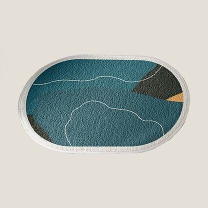 Blue Oval Bath Mat