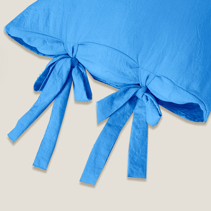 Set De Cama Con Nudo De Lazo Azul