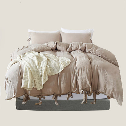 Beige Bowknot Bedding Set