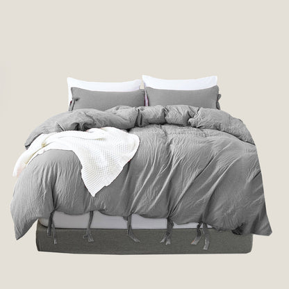 Gray Bow knot Bedding Set