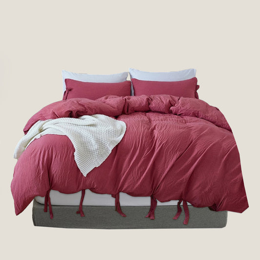 Розово червен лък възел спалня комплект