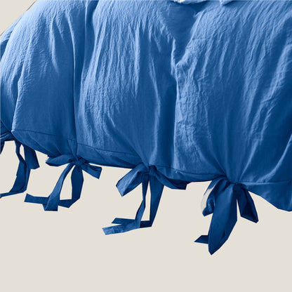 Set De Cama Con Nudo De Lazo Azul