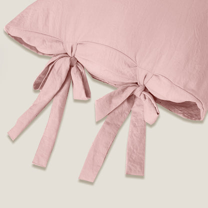 Peach Pink  Bow knot Bedding Set