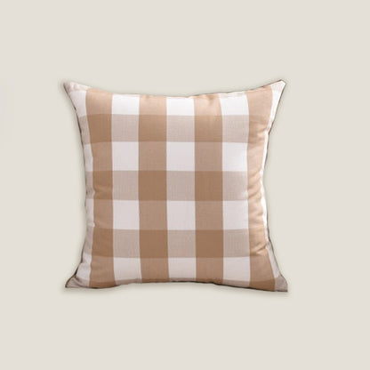 Caramel Coffee Gingham Plaid Cushion Cover