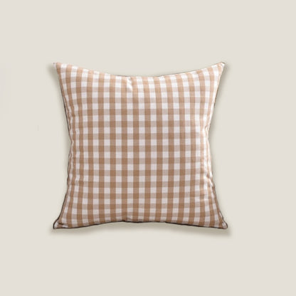 Caramel Coffee Check Plaid Cushion Cover