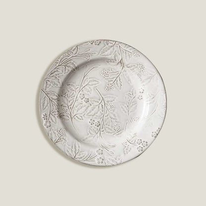 Cream Embossed Dinner Plates