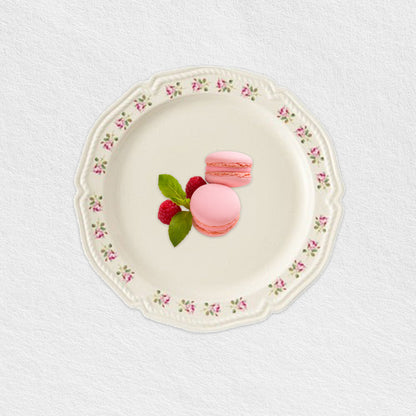 Platos Planos Con Relieve Pastoral Floral Color Crema