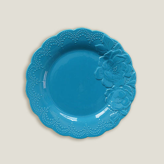 Blue Floral Embossed Plates
