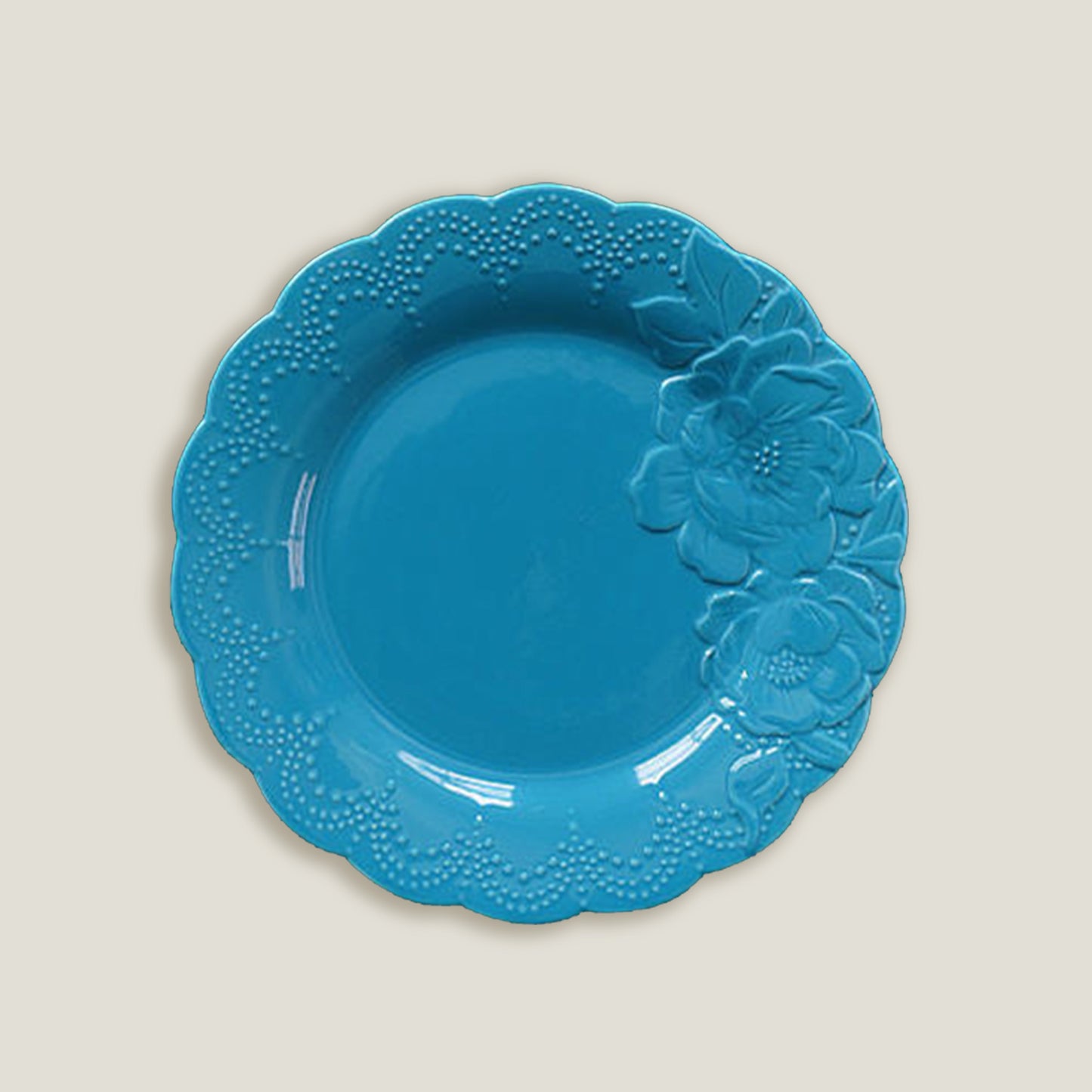 Platos Con Relieve Floral Azul