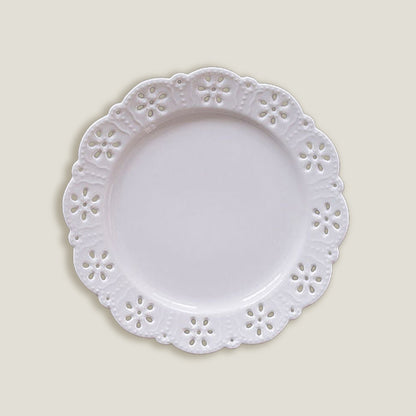 Floral White Embossed Plates