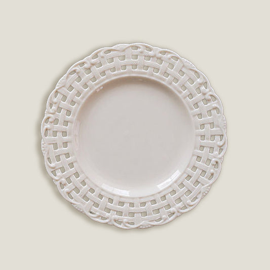 Cream Plaid Embossed Plates