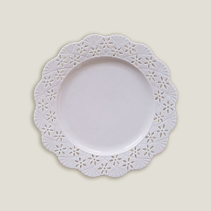 Flower White Embossed Plates