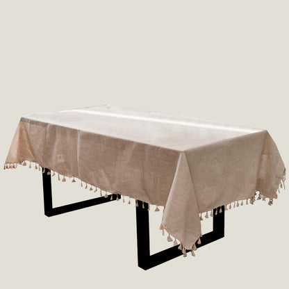 Coffee Linen Tassels Tablecloth