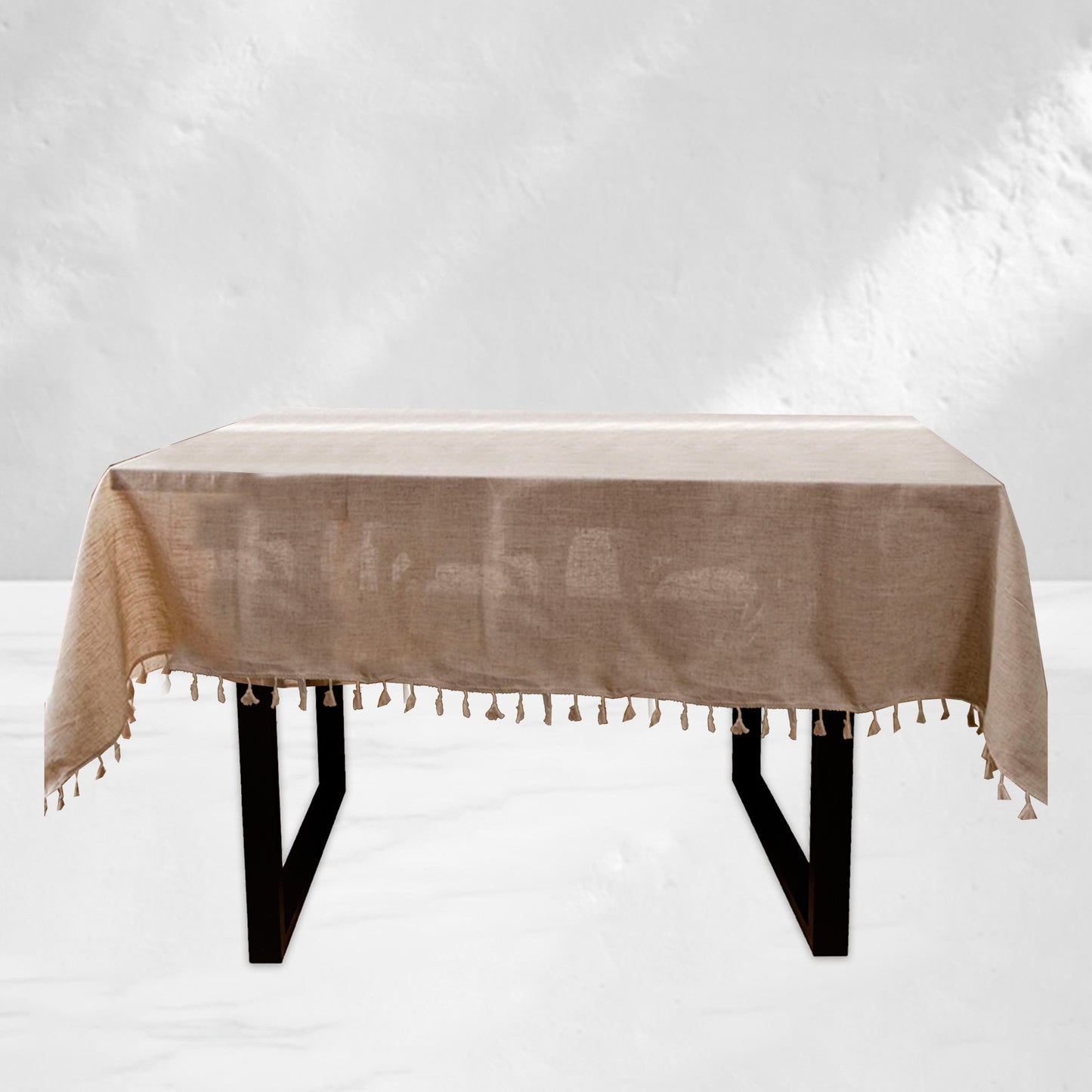 Coffee Linen Tassels Tablecloth