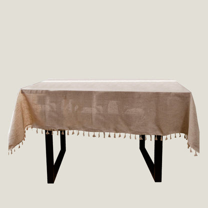 Coffee Linen Tassels Tablecloth