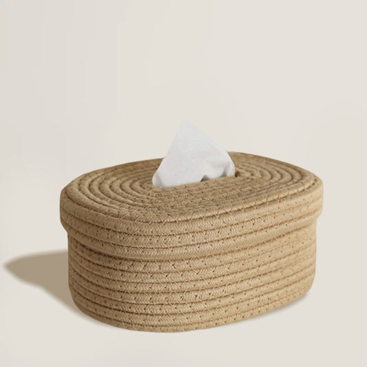 Coffee Rope Woven Tissue Box