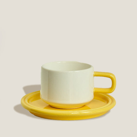 Yellow Ceramic Mugs Set
