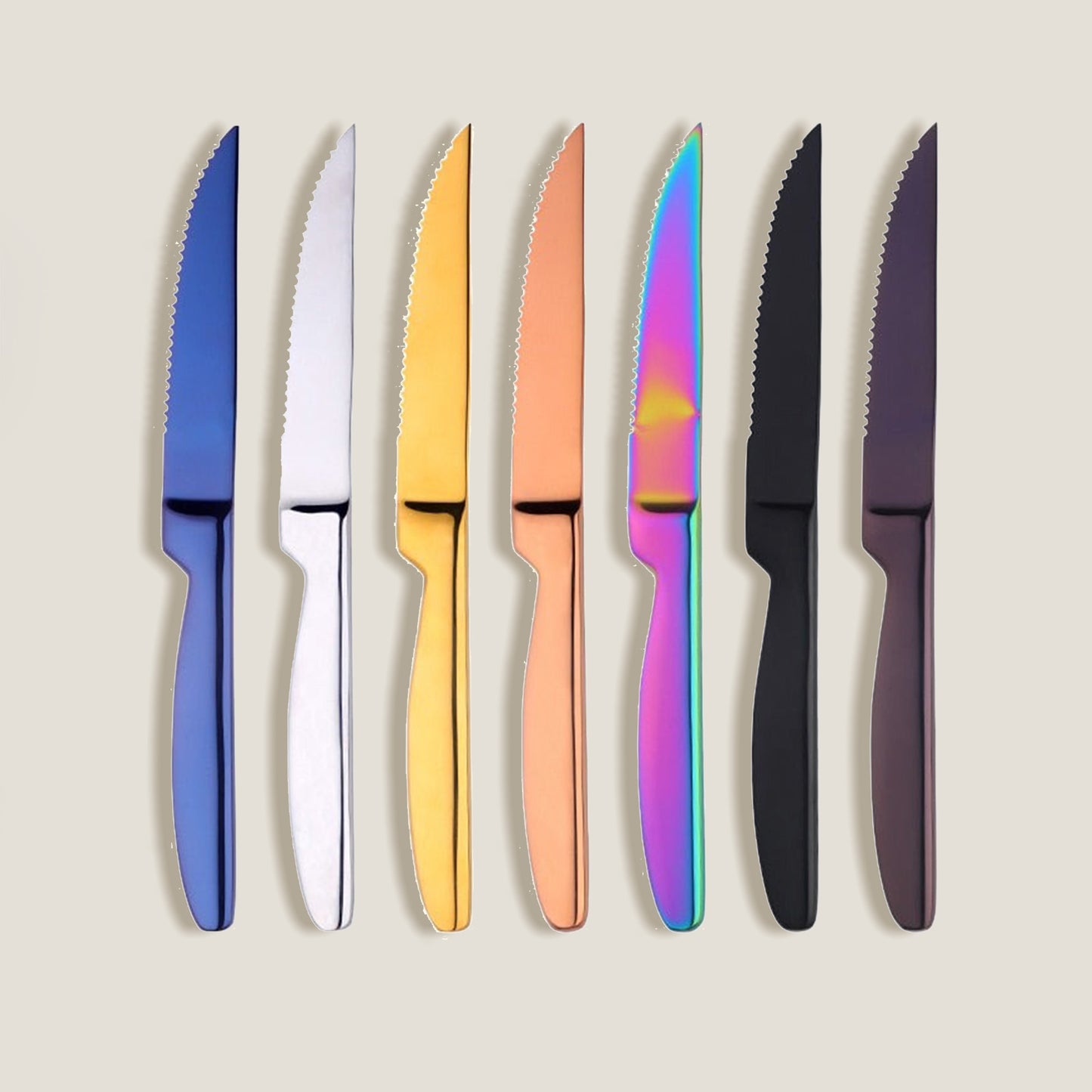 Set De Cuchillos Para Carne De Colores