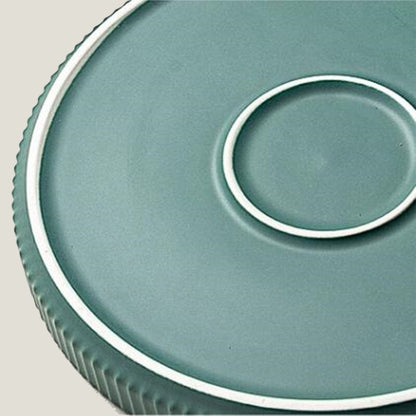 Green Stripe Round Dinner Plates