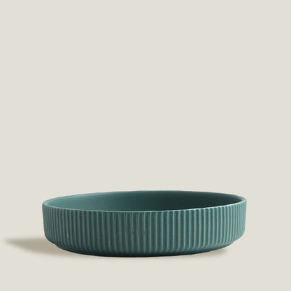 Green Stripe Round Dinner Plates