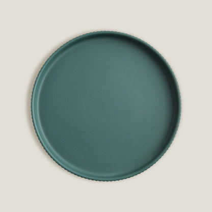 Green Stripe Round Dinner Plates