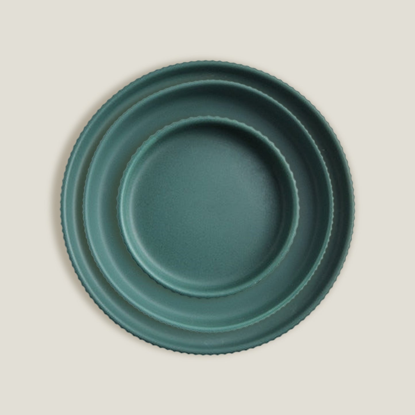 Green Stripe Round Dinner Plates