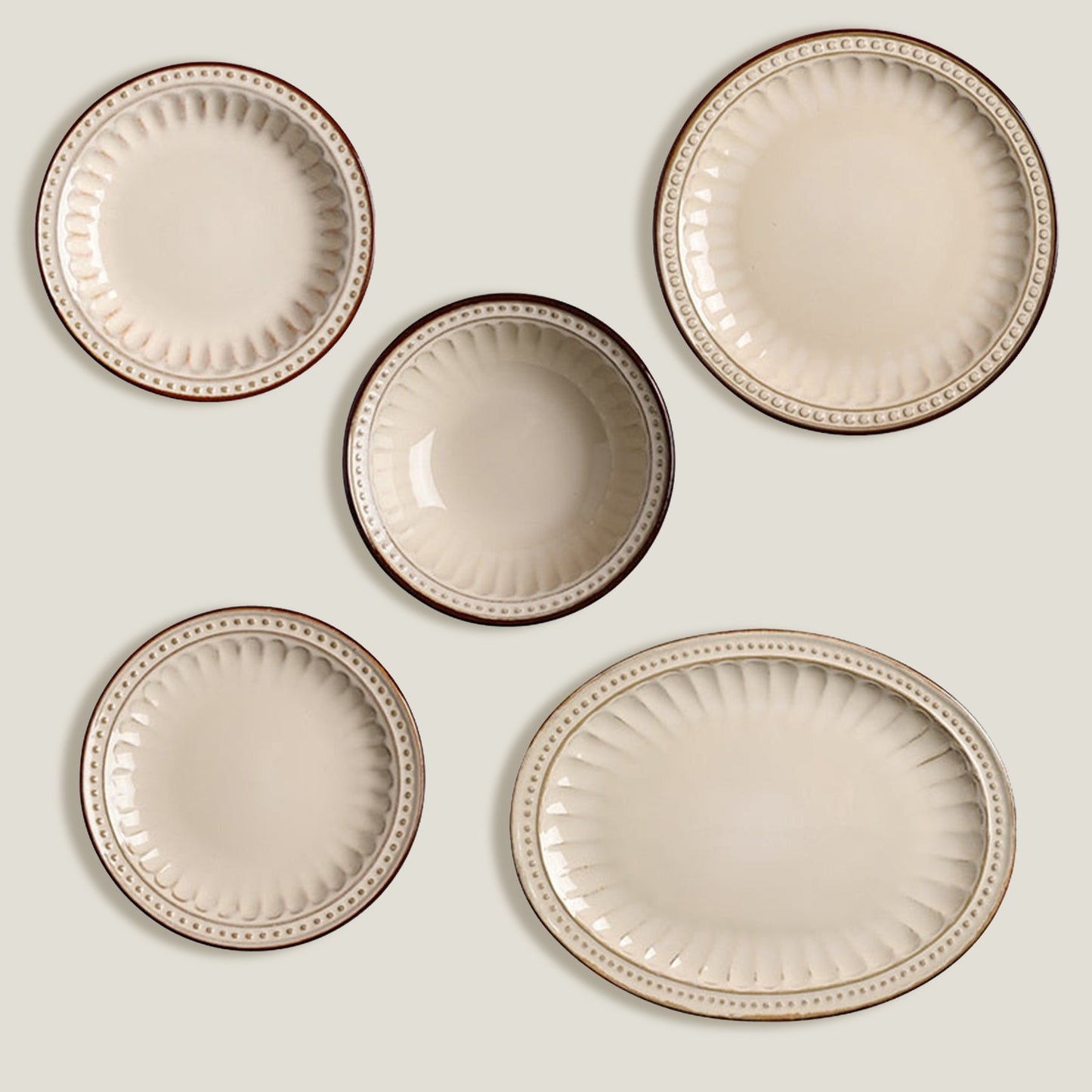 Cream Coffee Dinner Plates