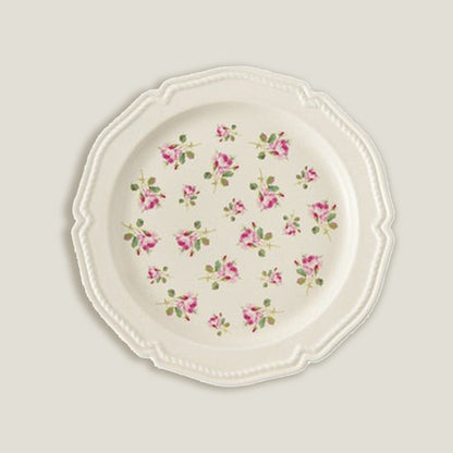 Cream Floral Pastoral Embossed Dinner Plates